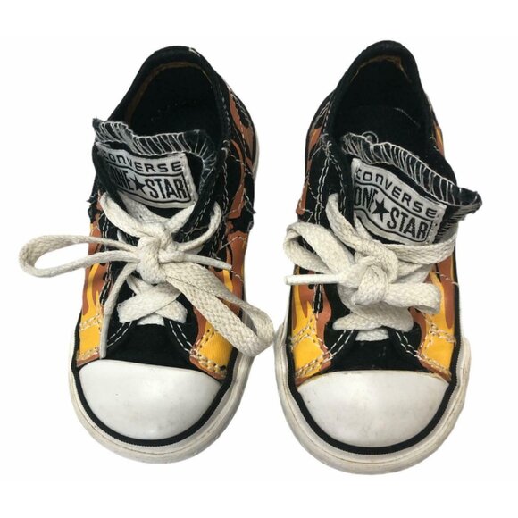 Converse One Star Sneaker Infant Toddler 5 Chuck Taylors Orange Flames Low Top - Picture 8 of 11